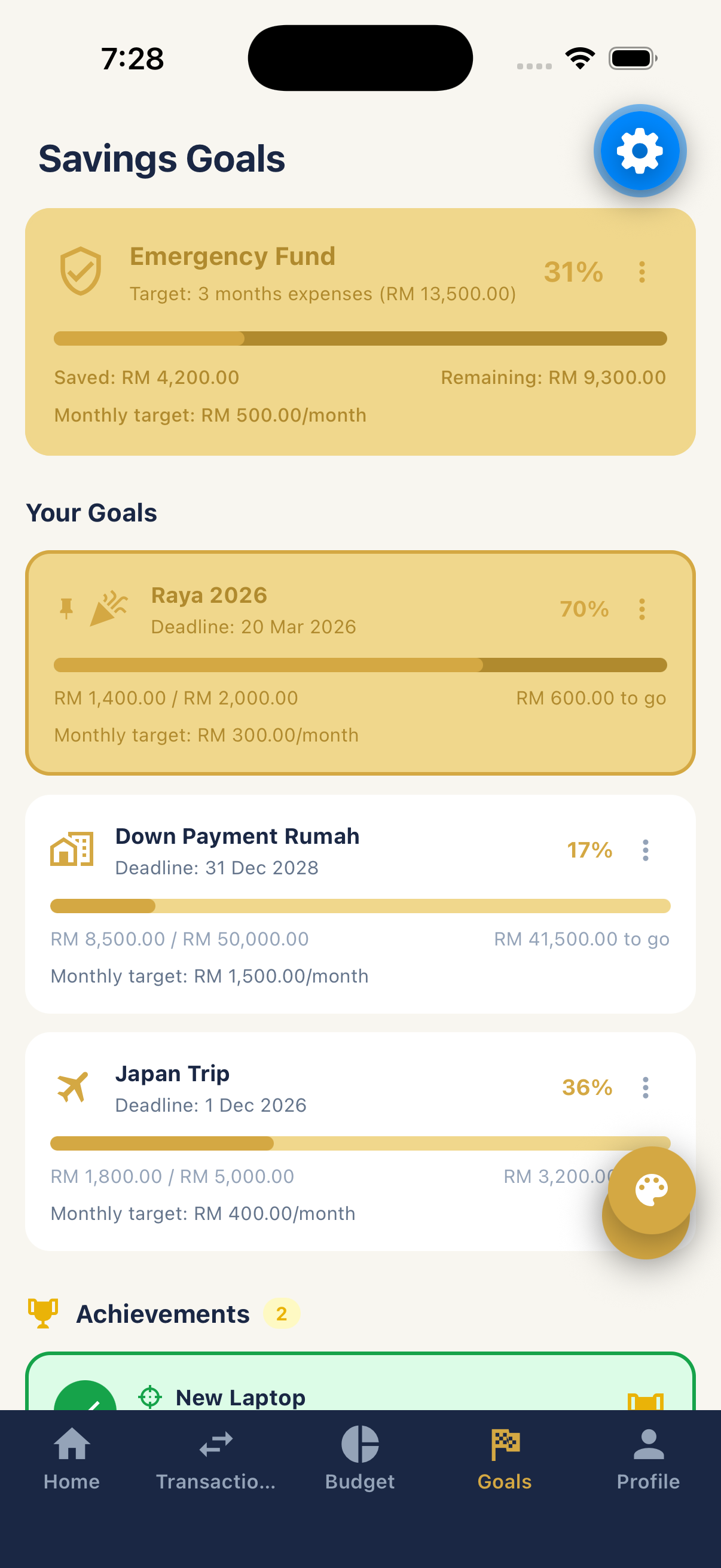 Savings Goals